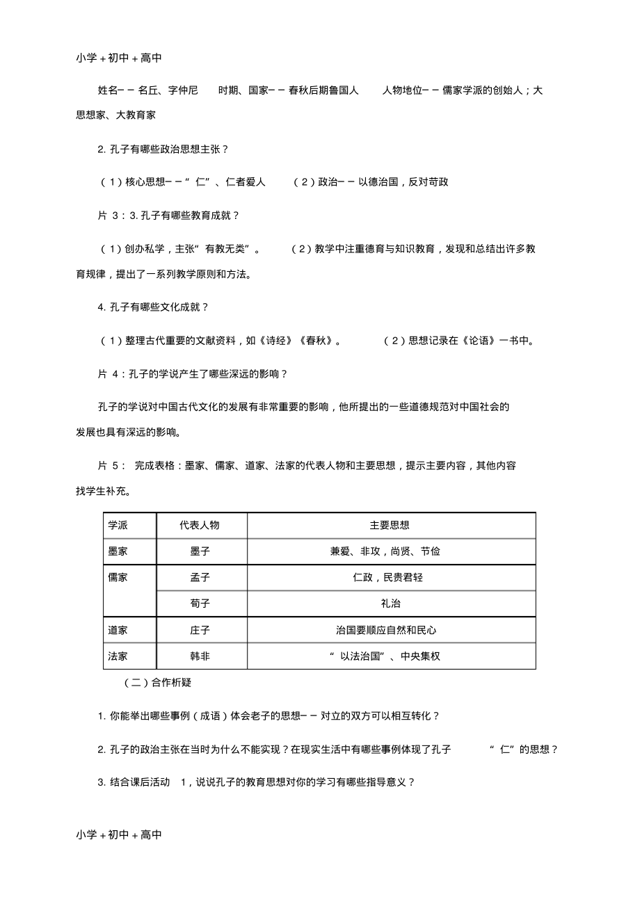 七年级历史上册第8课百家争鸣教案新人教版.pdf_第2页