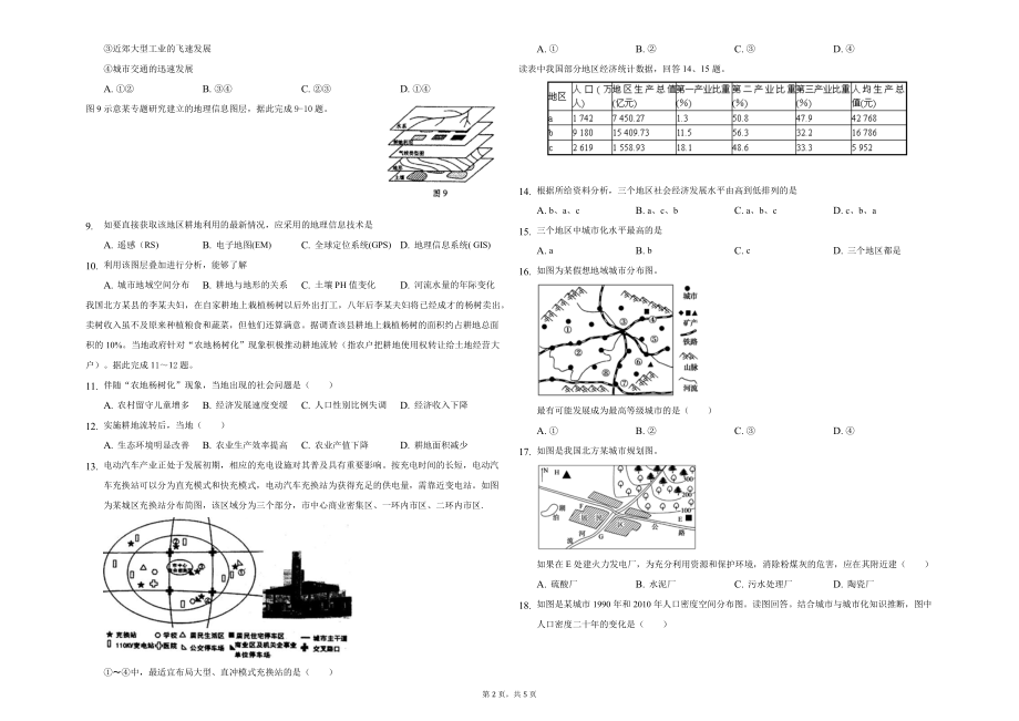 高三一轮复习地理专项测试-乡村与城镇.docx_第2页