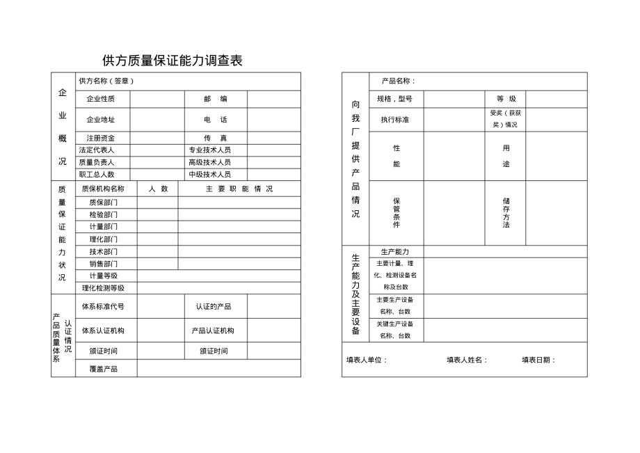 生产厂家供方质量保证能力调查表.pdf_第1页