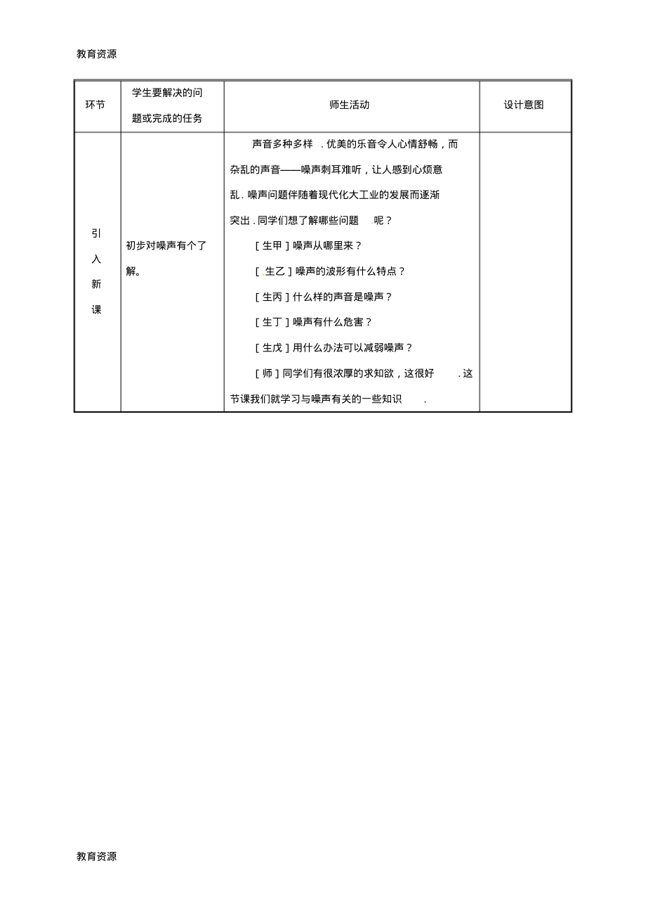 【教育资料】湖南省迎丰镇八年级物理上册2.4噪声的危害和控制教案新版新人教版20180711256学习专用.pdf_第2页