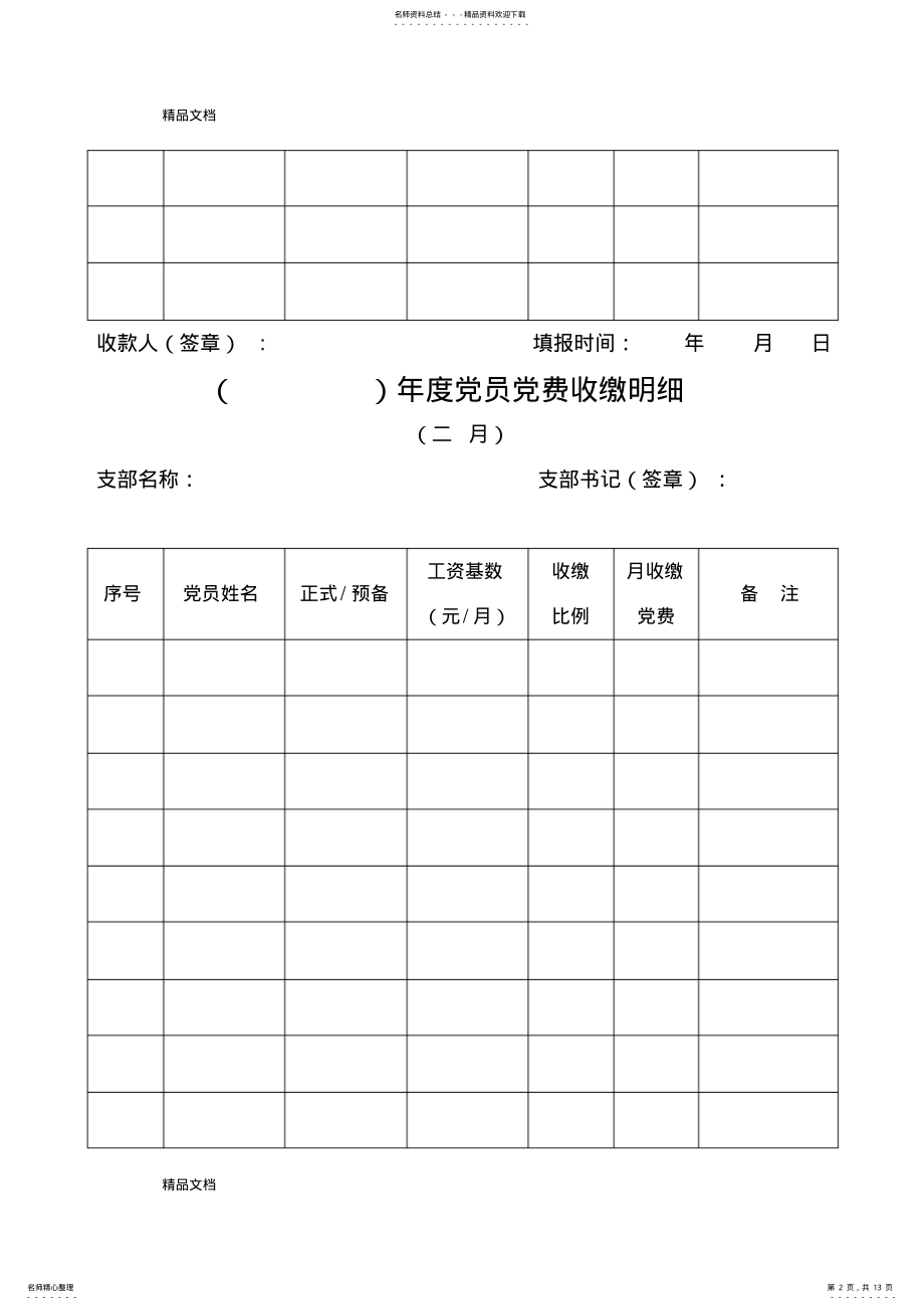 2022年最新《党支部党费收缴明细记录本》 .pdf_第2页