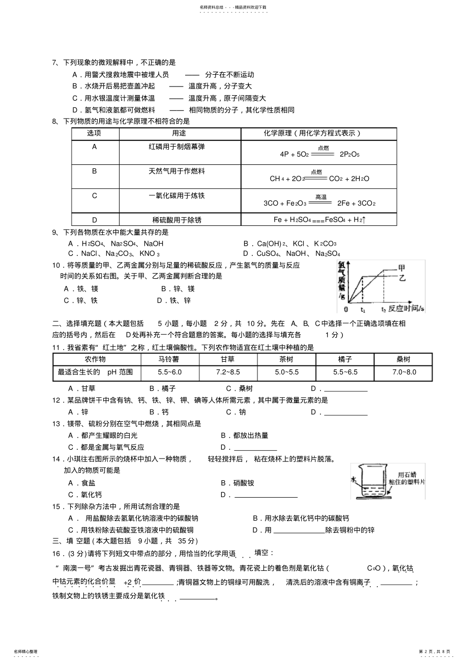 2022年2022年江西省中考化学卷 .pdf_第2页