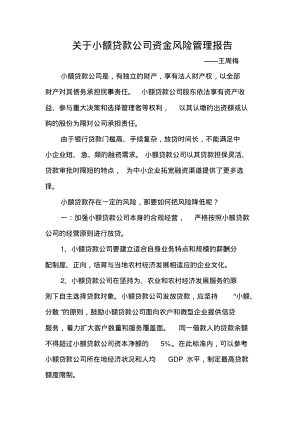 关于小额贷款公司资金风险管理报告.pdf