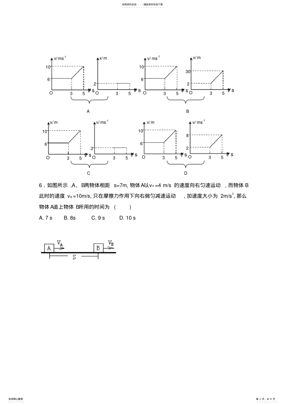 2022年2022年江西省井冈山中学高一下学期第一次月考物理试题无答案 .pdf_第2页