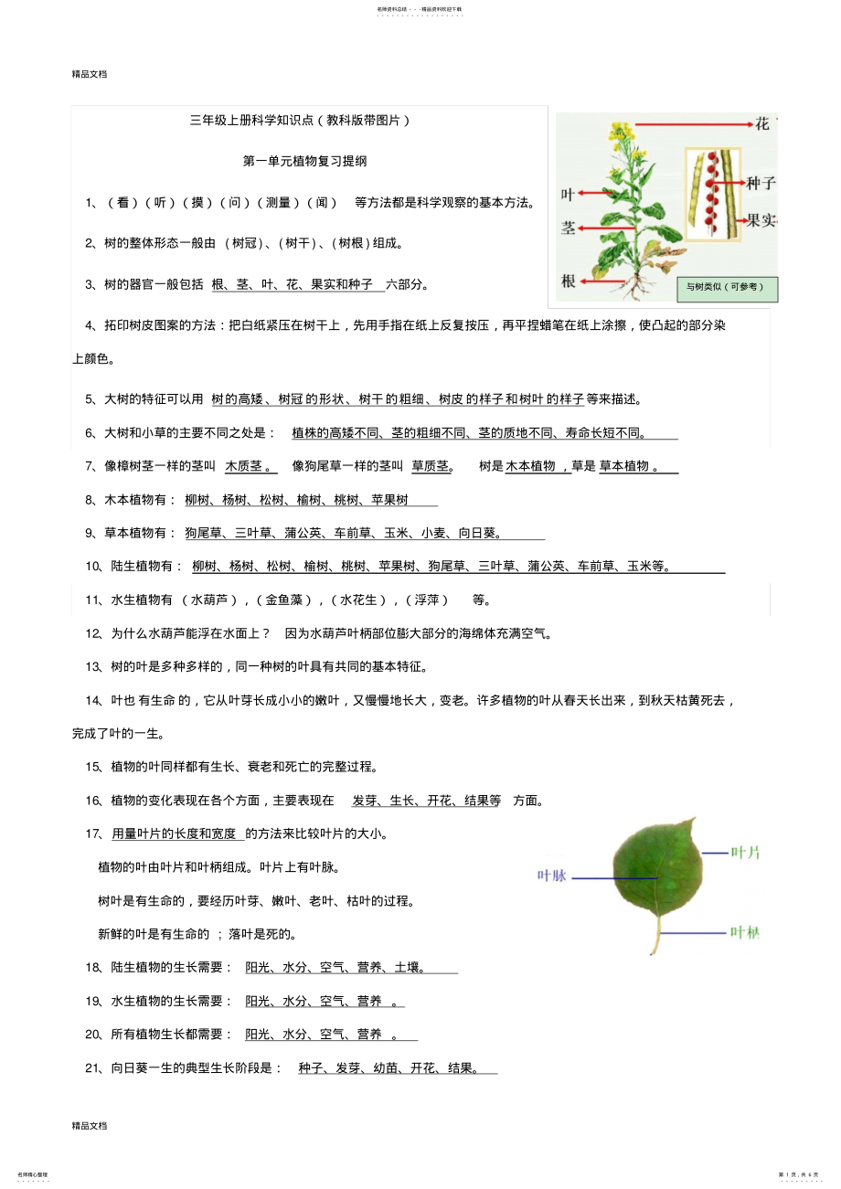 2022年最新三年级上册科学知识点 2.pdf_第1页