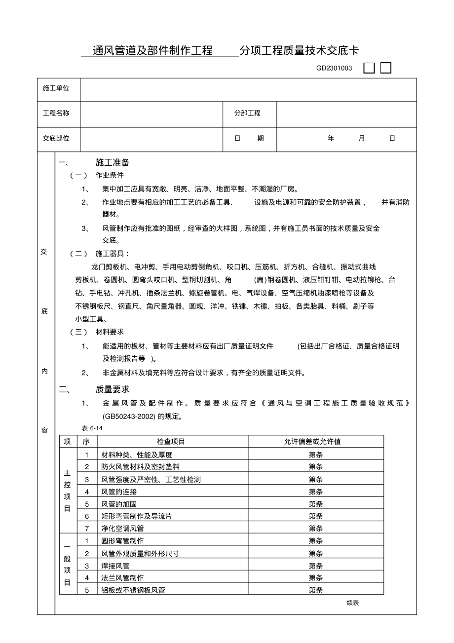 通风管道及部件制作工程.pdf_第1页