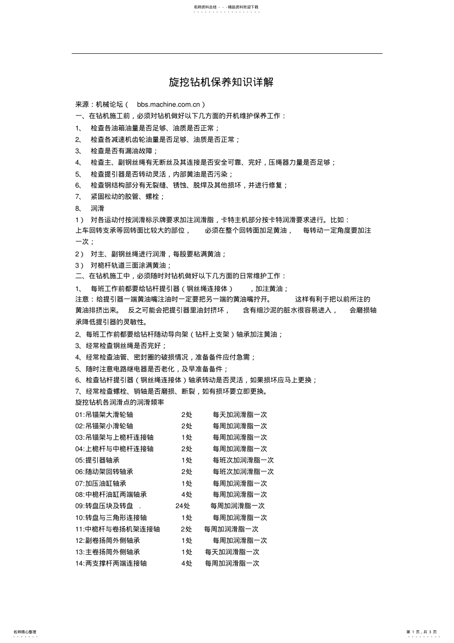 2022年旋挖钻机保养知识详解 .pdf_第1页