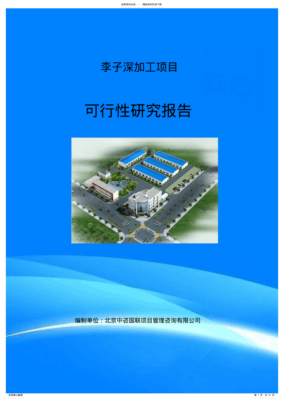 2022年2022年李子深加工项目可行性研究报告 .pdf_第1页