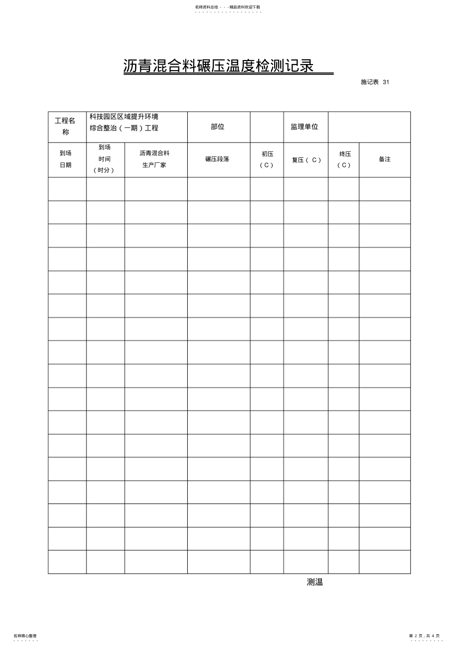 2022年2022年沥青混合料到场及摊铺测温记录表 .pdf_第2页