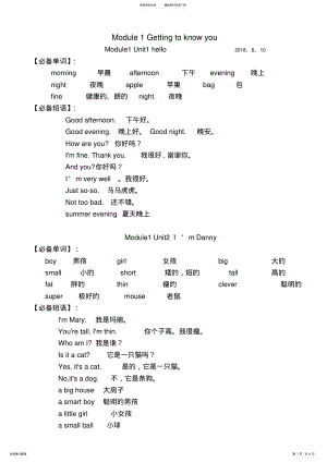 2022年2022年沪教版上海小学生二年级上册牛津英语教材知识点小结ModuleGettingtoknowyou_共页 .pdf