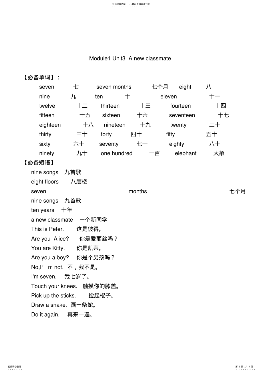 2022年2022年沪教版上海小学生二年级上册牛津英语教材知识点小结ModuleGettingtoknowyou_共页 .pdf_第2页