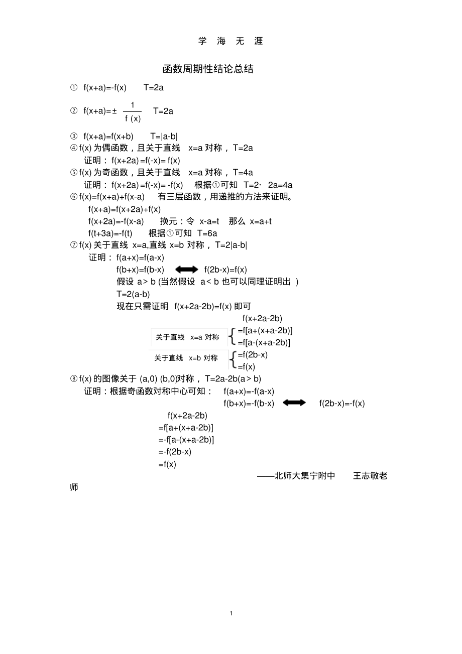 (2022年整理)函数周期性结论总结..pdf_第1页