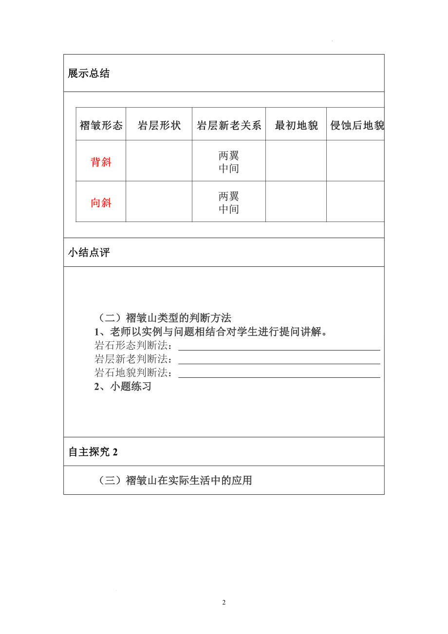 山地的形成—褶皱山导学案--人教版高中地理必修1.docx_第2页