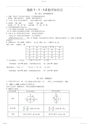 2022年新课标高考文科一轮复习知识点——高中数学选修-、-、-2.docx