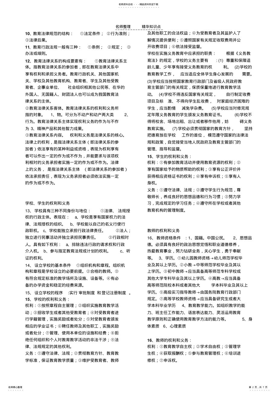 2022年2022年教育政策法规知识点总结 .pdf_第2页