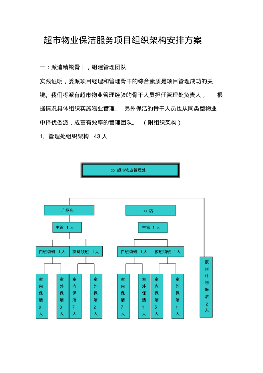 超市物业保洁服务项目组织架构安排方案.pdf_第1页