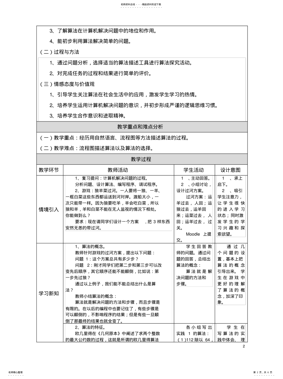 2022年2022年教学设计算法和算法的描述_狼羊过河 .pdf_第2页