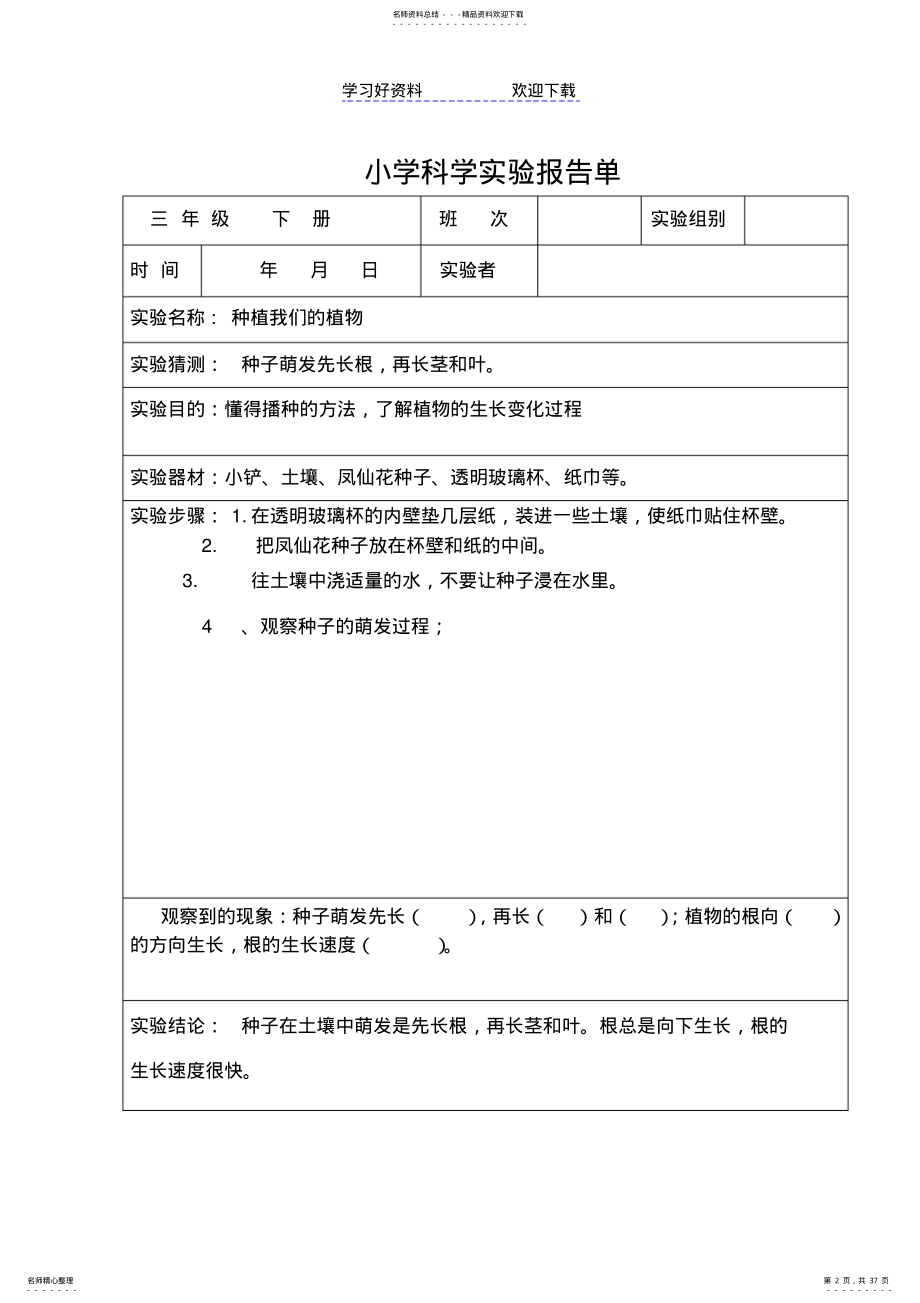 2022年2022年教科版小学三年级科学下册全册实验报告单 .pdf_第2页