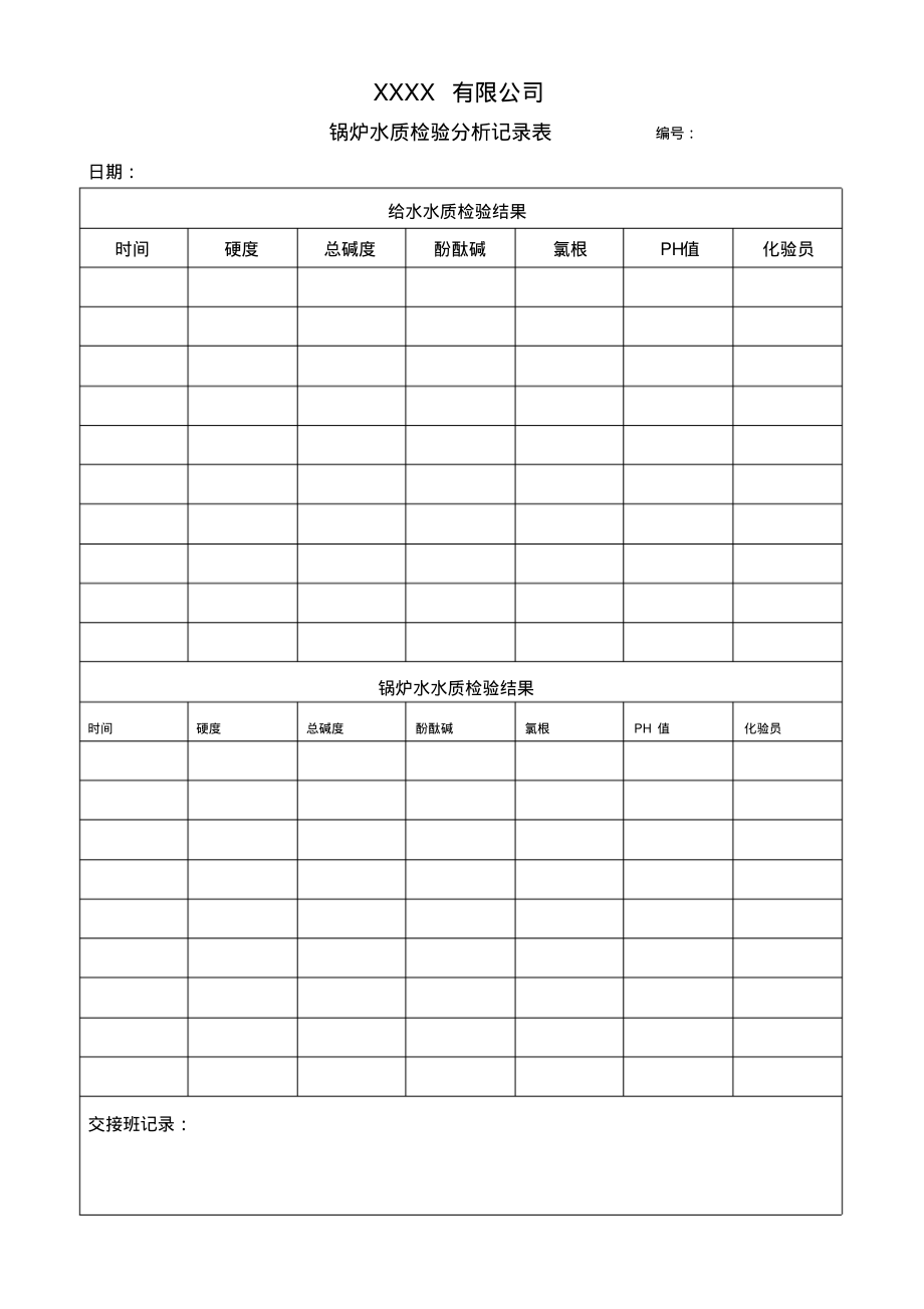 锅炉水质检验分析记录表(056).pdf_第1页