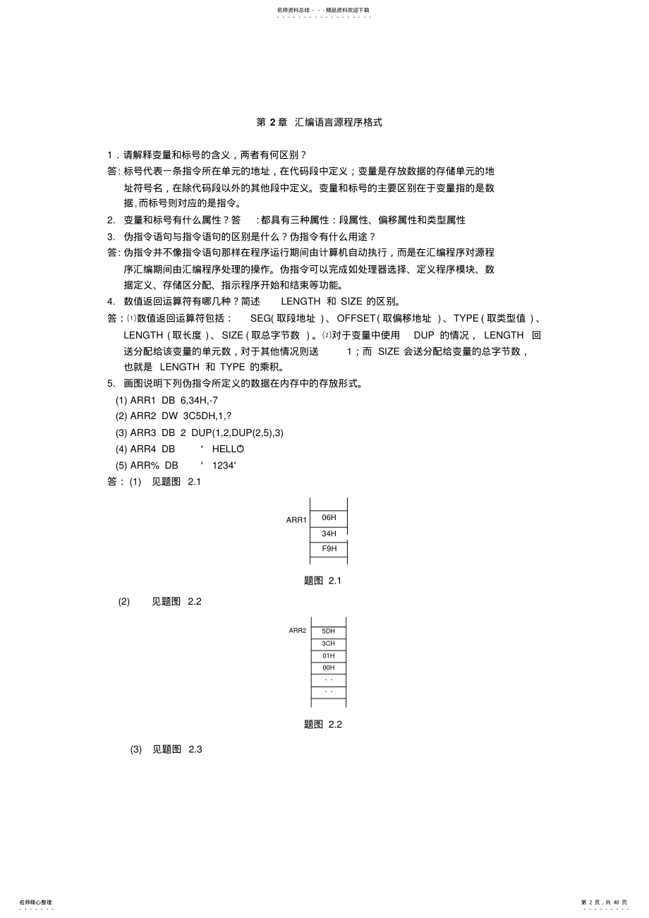 2022年2022年汇编语言程序设计课后习题解答 .pdf_第2页