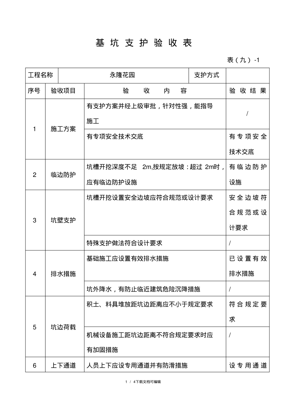 基坑支护验收表.pdf_第1页