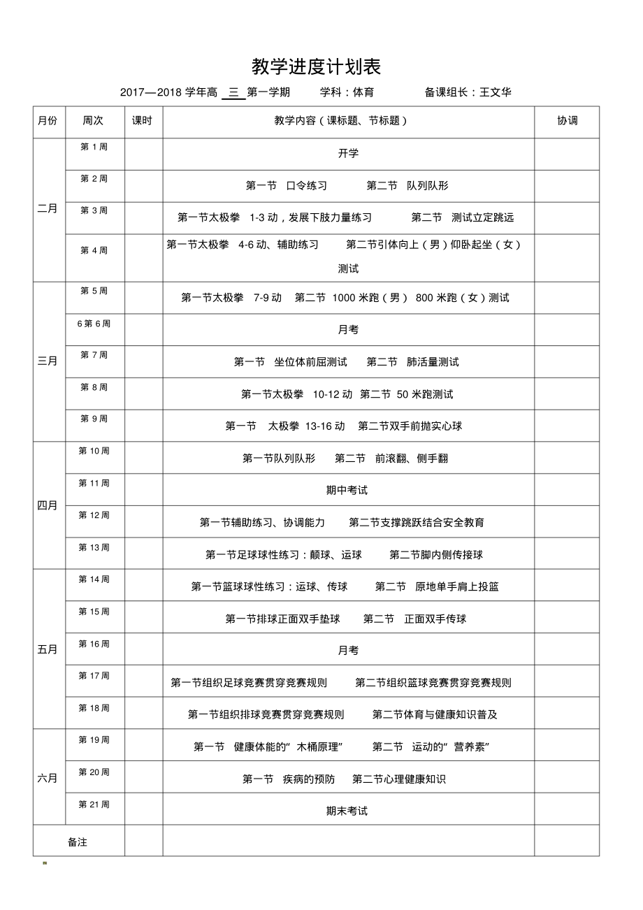 高三体育教学进度计划表.pdf_第1页