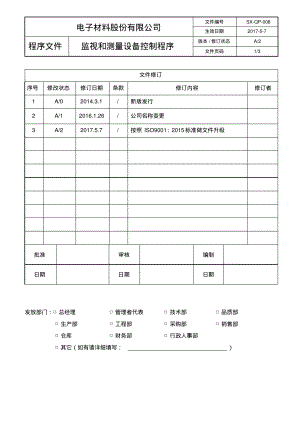 ISO9001：2015监视和测量设备控制程序.pdf