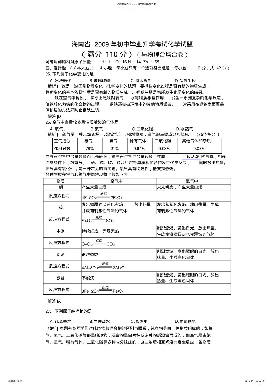 2022年2022年海南省中考化学试题及答案 2.pdf_第1页