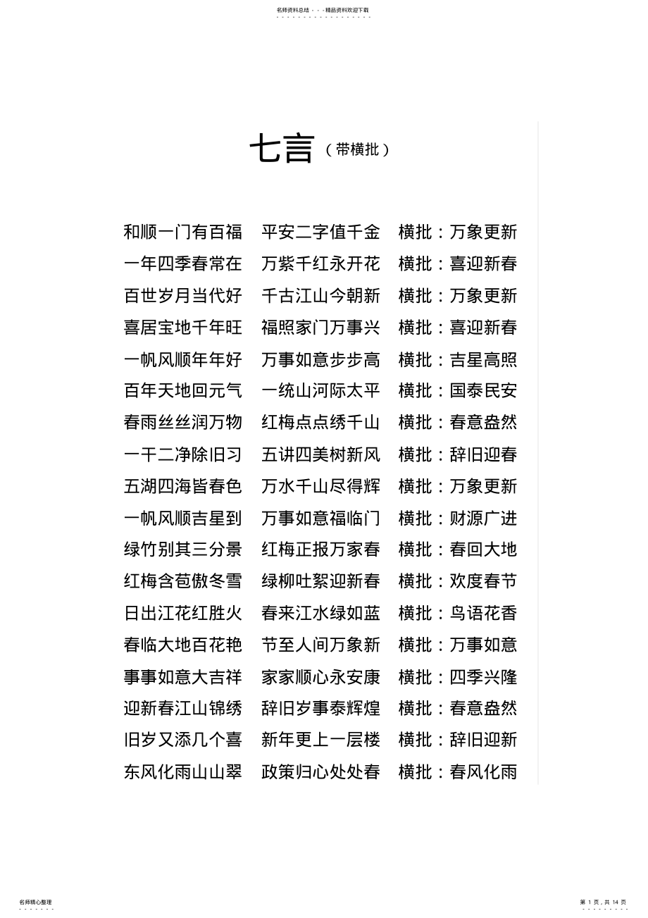 2022年春联大全精选,推荐文档 .pdf_第1页