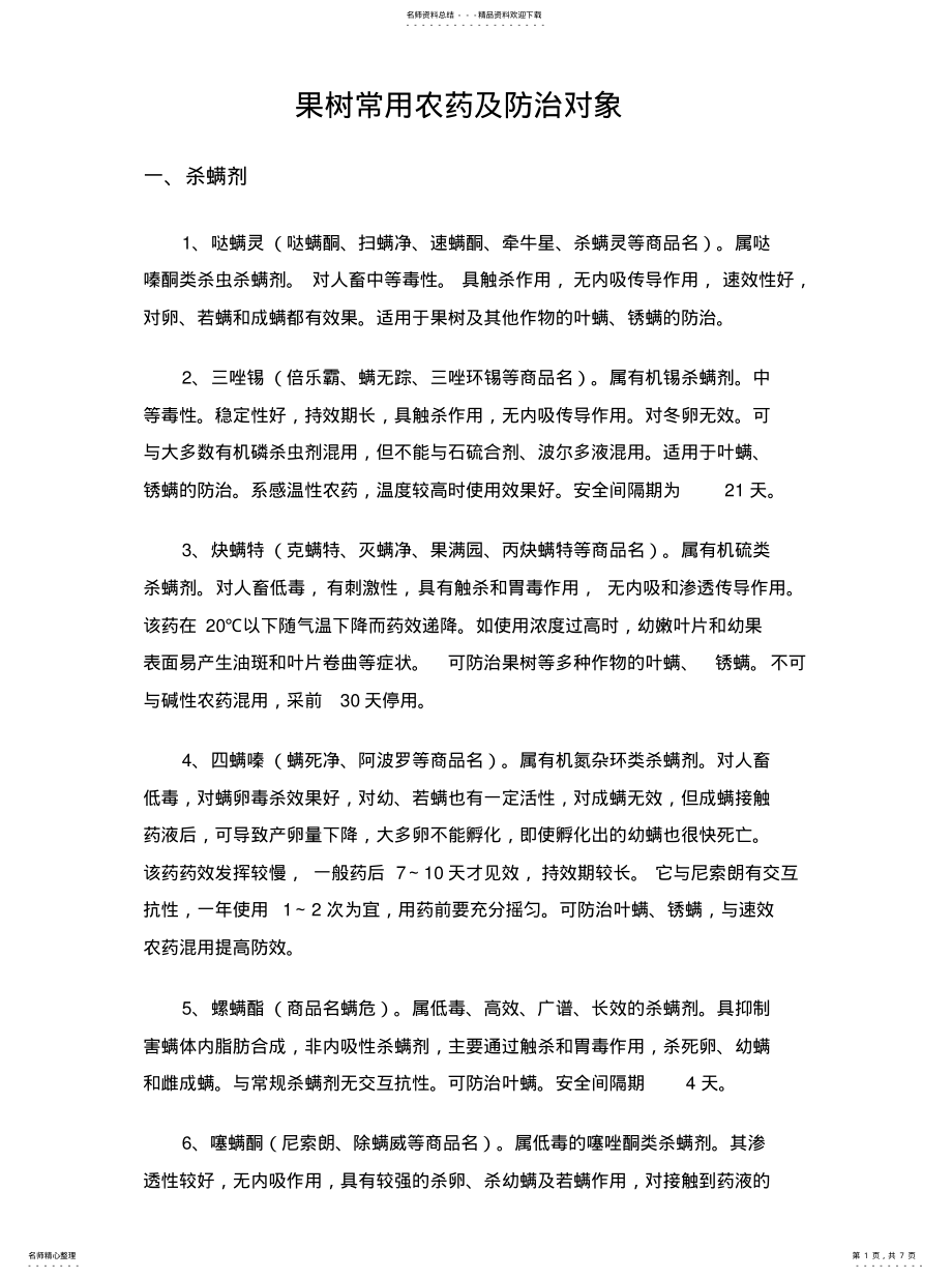 2022年2022年果树常用农药及防治对象 .pdf_第1页