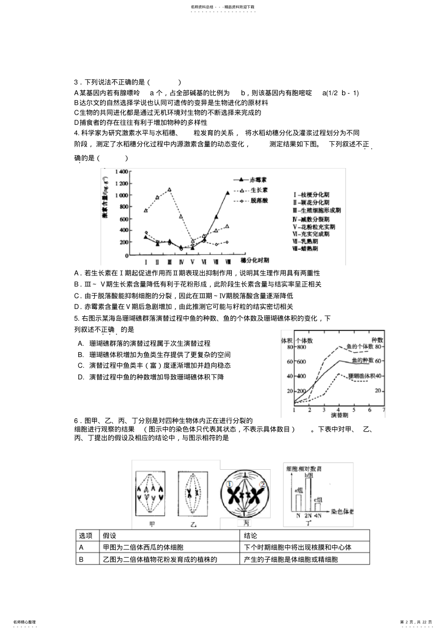 2022年2022年江西省临川一中高三理综信息卷 .pdf_第2页