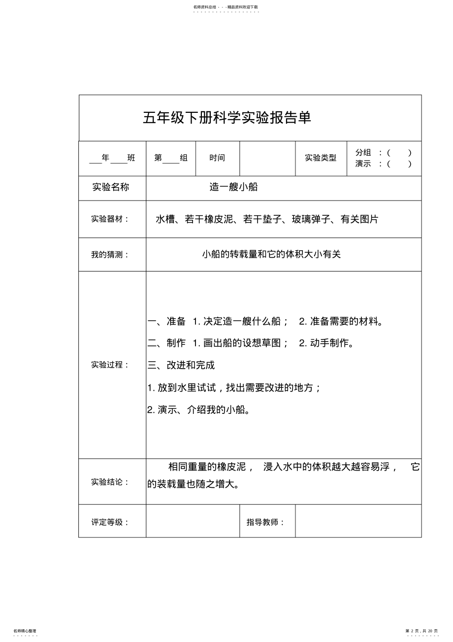 2022年2022年教科版五年级下全册科学实验报告 .pdf_第2页