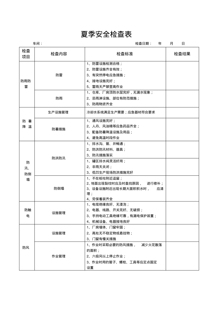 夏季安全检查表.pdf_第1页