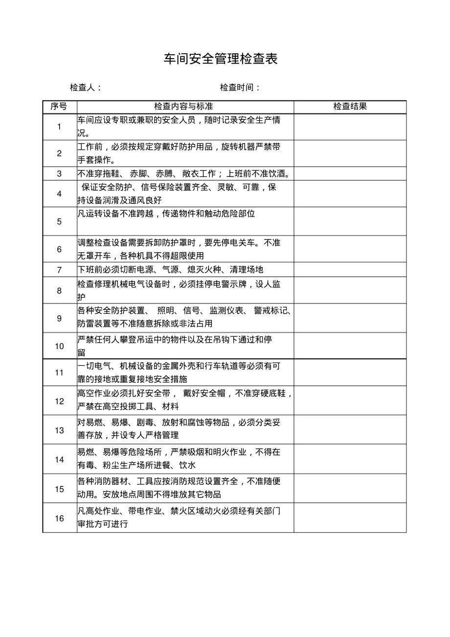 车间安全管理检查表.pdf_第1页