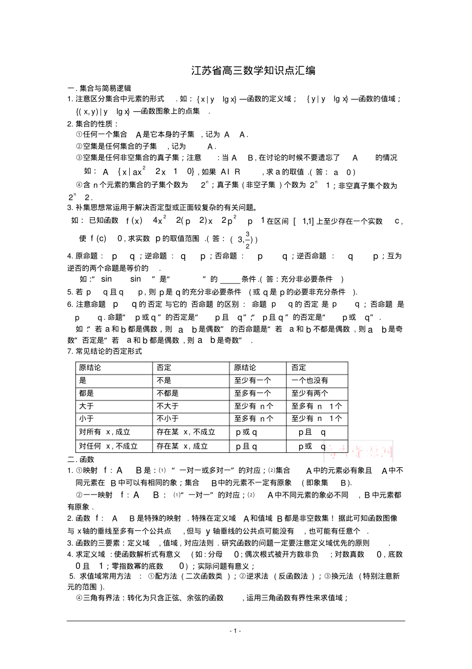 江苏省高三数学知识点汇编.pdf_第1页