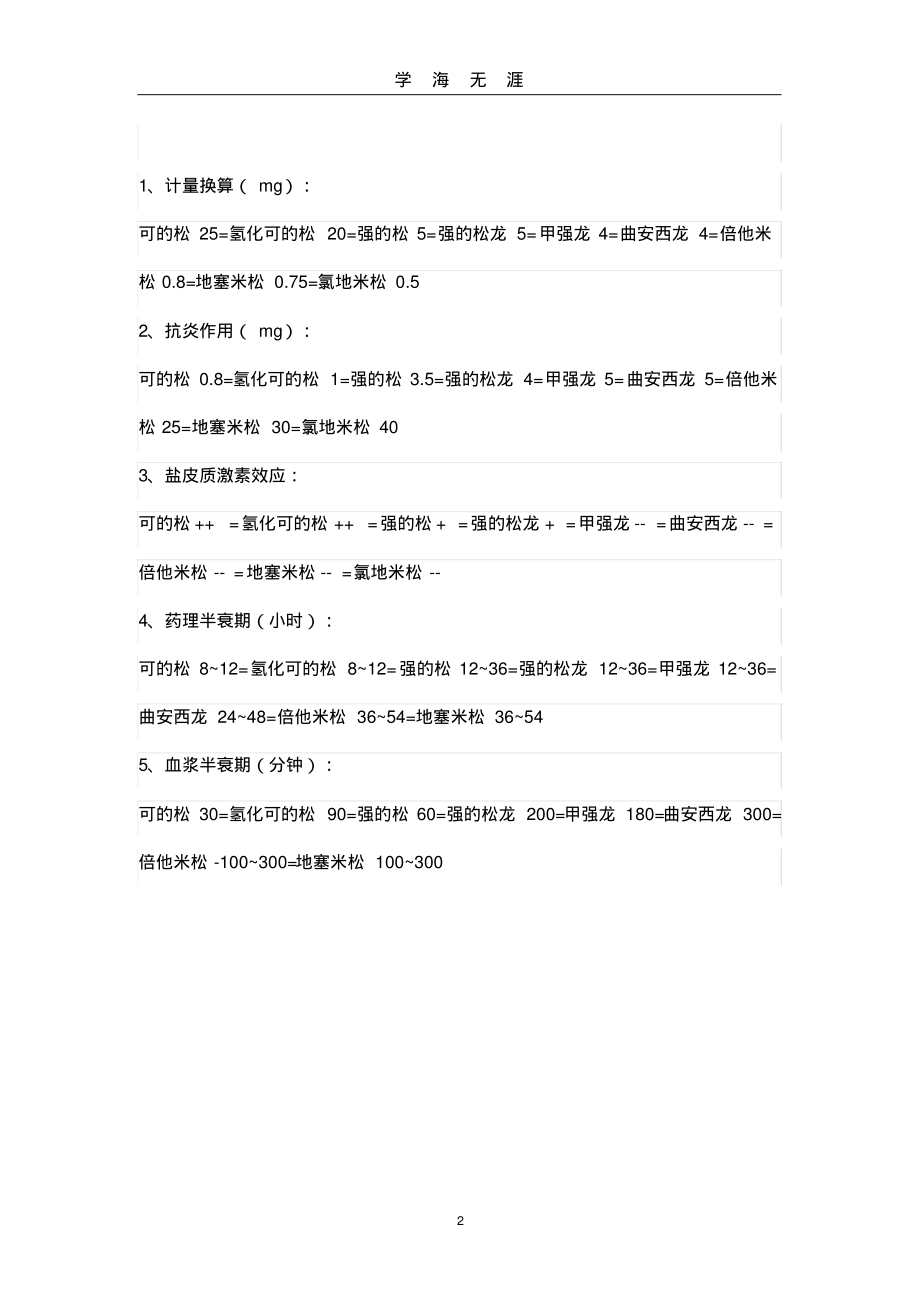 (2022年整理)激素换算表..pdf_第2页