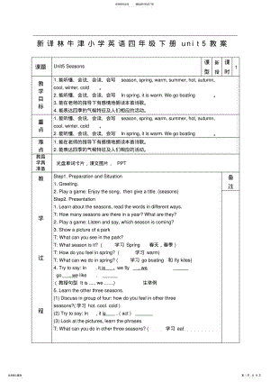 2022年新译林牛津小学英语四年级下册unit教案 .pdf