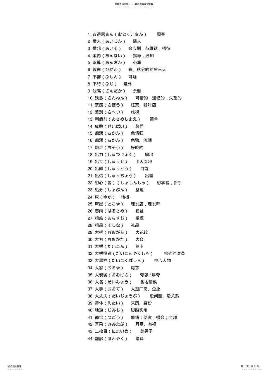 2022年日语个与汉语意思不同的日语词汇 .pdf_第1页