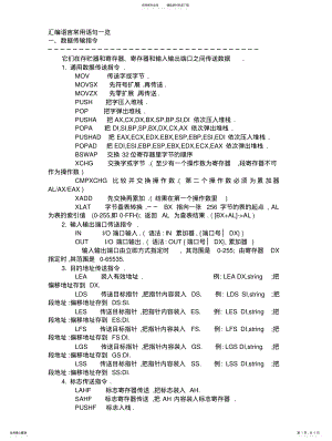 2022年2022年汇编语言常用语句一览 .pdf