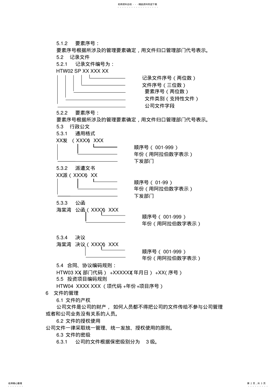 2022年2022年海棠湾餐饮有限公司编码规则及文件管理制度 .pdf_第2页