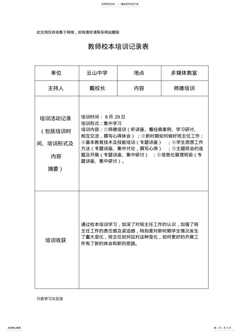 2022年2022年教师校本培训记录表备课讲稿 .pdf_第2页