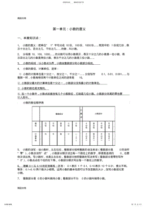 2022年最新新北师大版四年级数学下册第一章小数的意义知识点及习题 .pdf