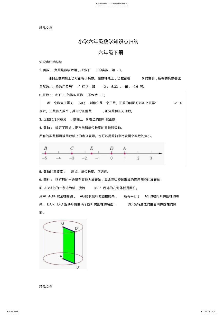 2022年最新小学六年级下册数学知识点归纳 .pdf_第1页