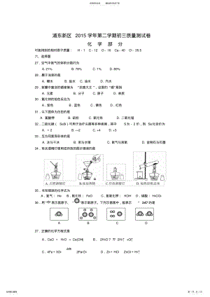 2022年浦东新区初三化学中考模拟 .pdf