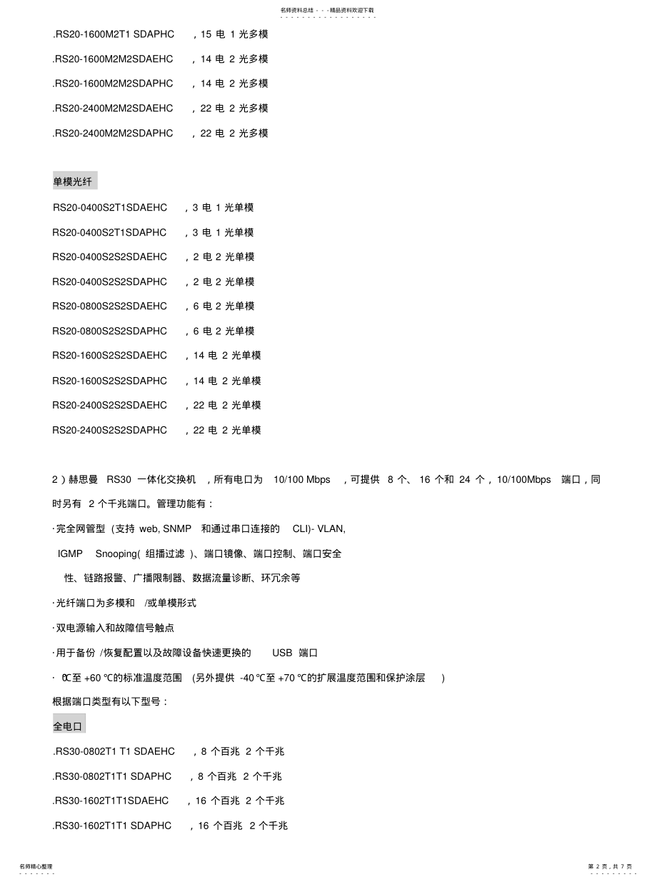 2022年2022年赫思曼交换机产品分类描述 .pdf_第2页