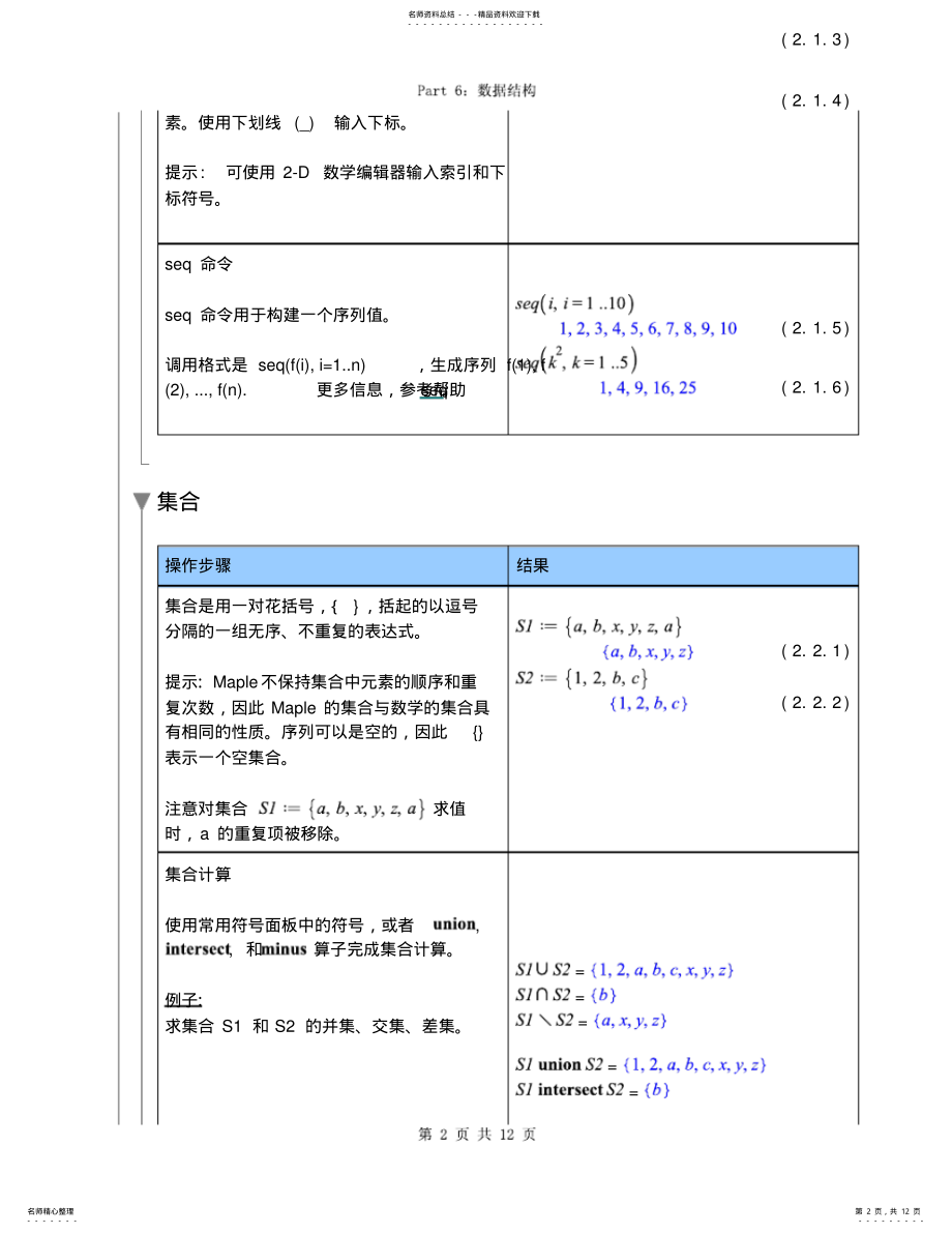 2022年Maple入门教程A-数据结构 .pdf_第2页