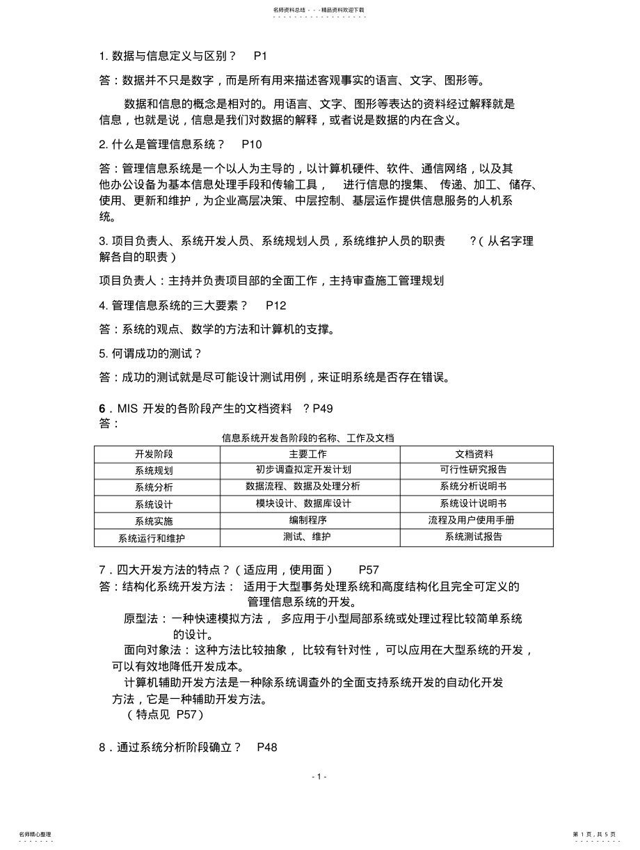 2022年2022年管理信息系统考试复习( .pdf_第1页