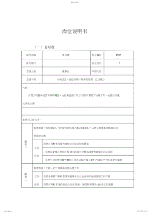 2022年某公司经典岗位说明书.docx