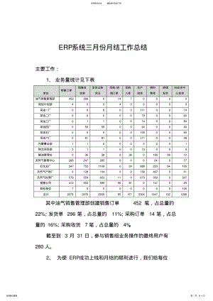 2022年ERP系统销售工作三月份月结总结 .pdf