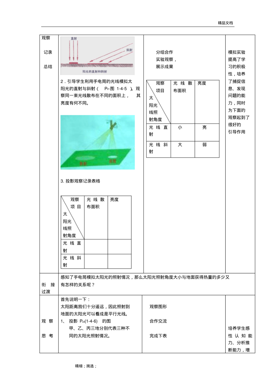 七年级地理上册第1章活动课太阳光直射、斜射对地面获得热量的影响教案商务星球版课件.pdf_第2页